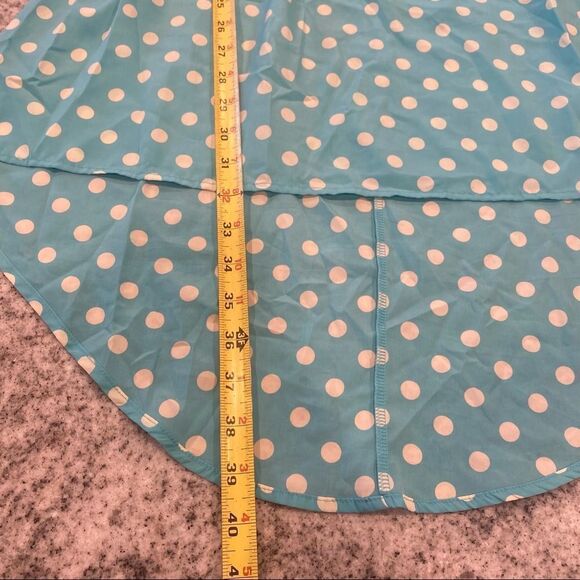 Everly Small High Low Short Sleeve Light Blue & White Polka Dot Dress Spring - Picture 7 of 7